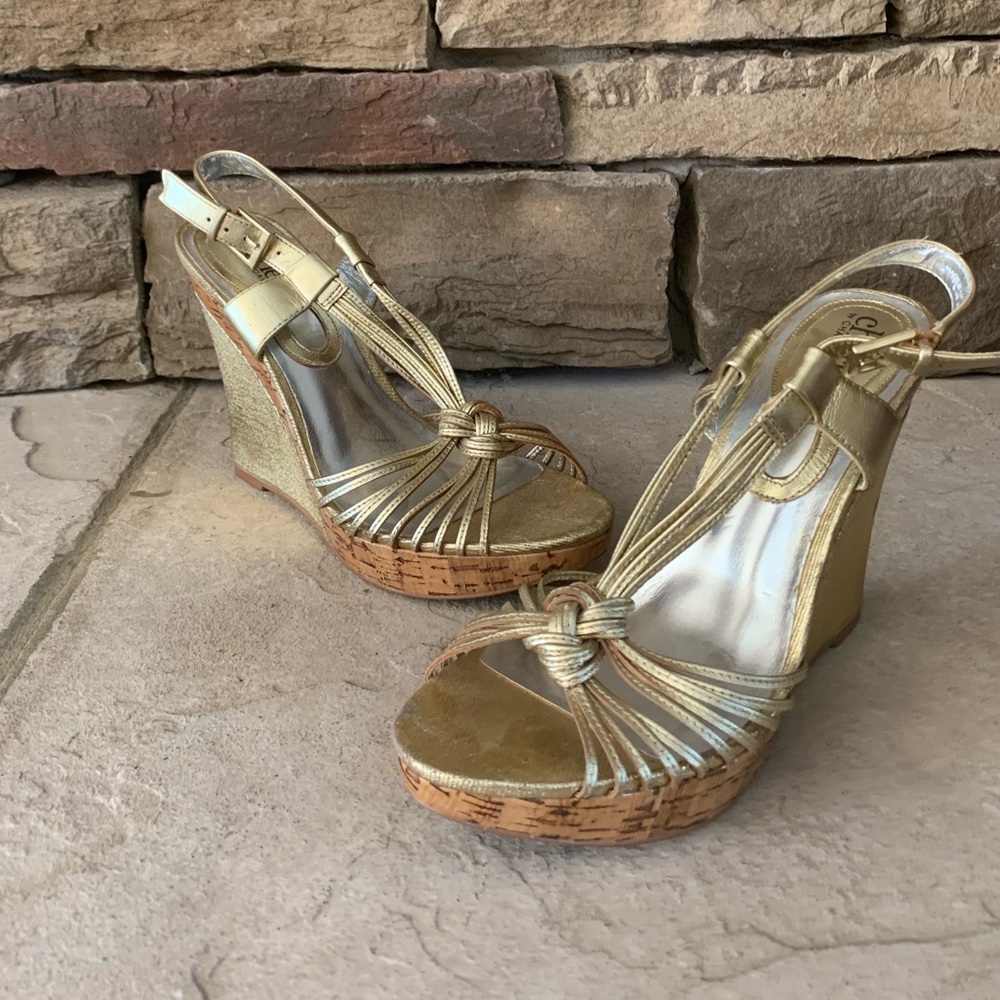 Charles by Charles David gold wedge sandals